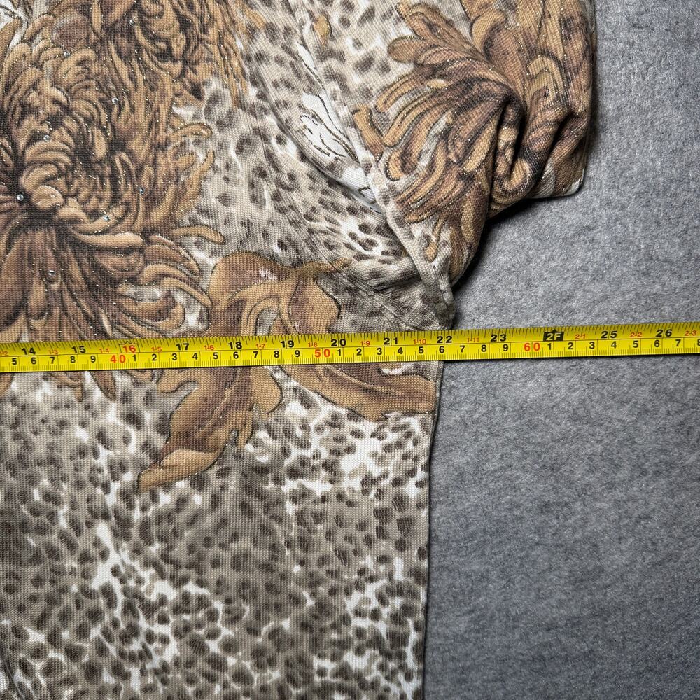 Alfred Dunner Women’s Long Sleeve Knit Top Size L Floral Leopard Pattern Brown - Picture 5 of 6